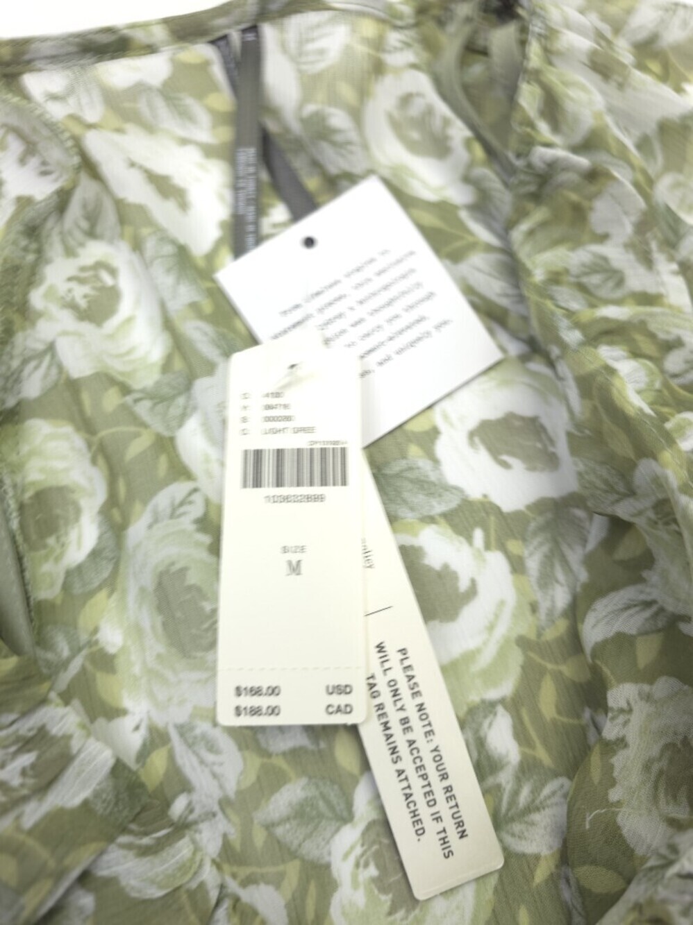 New Anthropologie Loverly Grey Green Floral Ruffle V-Neck Mini Dress Sz M - Picture 2 of 11